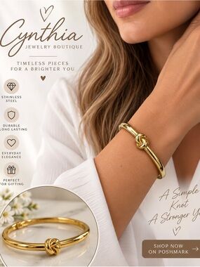 Gold Knot Cuff Bracelet Stainless Steel.